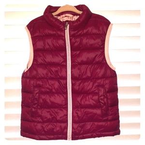 Maroon and Blush Pink Puffer Kids Vest